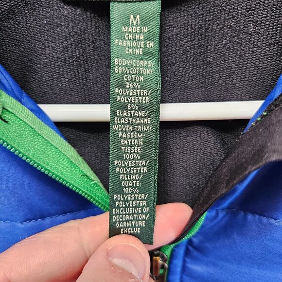 Lauren Active Ralph Lauren Quilted Jacket Women Size Medium Blue Black - Picture 6 of 8